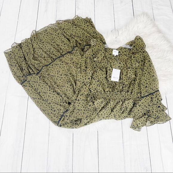 MISA Los Angeles Maristela‎ V-Neck Spotted Ruffled Maxi Dress Size Small NEW - Picture 2 of 6